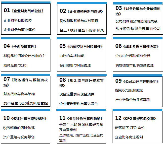 企業(yè)財務(wù)總監(jiān)培訓班課程